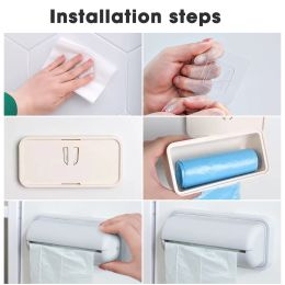 Plastic Trash Bags Storage Box for Kitchen Bathroom No Punching Wall Mount Grocery Bag Holder Garbage Bag Organiser Container