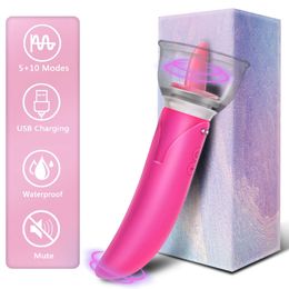 Dildo Vibrator Tongue Licking Pump Clitoris G-spot Dual Head Vagina Breast Massage sexy Toys for Women