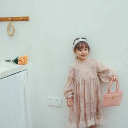 Girl's Dresses Spring Girls Long Sleeve Sequin Dress Childrens Clothing Girls Pink Stripe Fairy Dress Lace Edge Princess Birthday Dresses