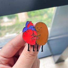 Harong Lovely Heart and Kidney Enamel Pin Trendy Cute Body Organ Series Brooch Medical Anatomy Lapel Badge Birthday Gift