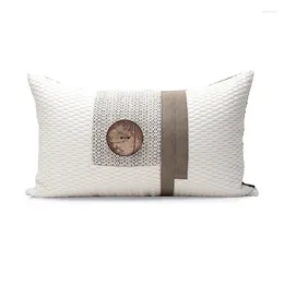 Pillow Beige Cover 30x50cm Modern Simple Button Sofa Pillowcase Decorative Linen Cotton Waist Pillows For Living Room El