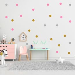 3/4/5cm Round Circle Art Stickers Vinyl Gold Polka Dot Wall Sticker Decor for Baby Nursery Child Kid Boy Girl Bedroom Home Decor