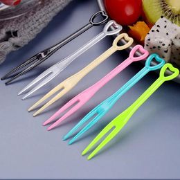 Disposable Flatware 200pcs Mini Fruit Fork Plastic Party BBQ Stick Pick Skewer Home Dining Food Cake Kitchen Accessory