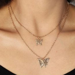 Pendant Necklaces Women And Jewelry Classic Fashion Double Layer Butterfly Necklace Wedding Collar Chain Light Luxury Neckchain