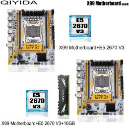 Motherboards QIYIDA X99 Motherboard set LGA2011 3 kit With Xeon E5 2670 V3 CPU Processor and 16GB DDR4 RAM Memory NVME M.2 E5 D4