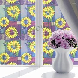 Window Stickers Sunflower Cartoon Film Self-adhesive Bedroom Bathroom Sliding Doors Stained Glass Home Decor Sticker 90 200cm