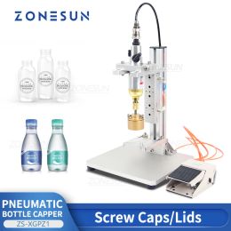 Tools ZONESUN ZSXGPZ1 Plastic Juice Bottle Sealing Machine Pneumatic Capping Machine 1050mm bottle Screw Cap Tabletop Capper