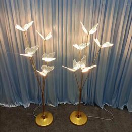 Decorative Plates Wedding Props Luminous Brushed Butterfly Road Guide Vertical Ginkgo Leaf Stage Welcome Area Decoration Ornaments