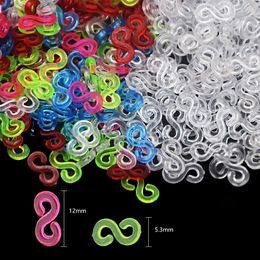 500pcs Acrylic S Clips Loom Rubber Band Clips Plastic Jewellery Connectors For Necklace Bracelet Making Colourful Clasp Refill Kit