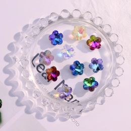 Plum Blossom shape crystal glass carved flat drop pendant 8-14 mm loose top diamond bead Jewellery making DIY process