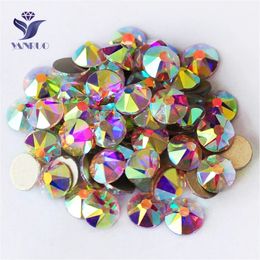 YANRUO 2088NoHF All Sizes AB Flat Back Non fix Glitter Strass Stick On Nails Glass Crystal Rhinestones For Nail Art 240410