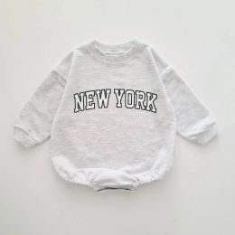 One-Pieces 2023 Baby Romper for Boys 024M Toddler Newborn Baby Girls Sweatshirt Jumpsuit Letter Printing Long Sleeve Cute Romper Outwear