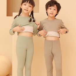 New Thermal Underwear Kids Long Johns Set Underwear for Boys Girls Homewear Autumn Winter Soild Children Clothes Two-Piece Suit