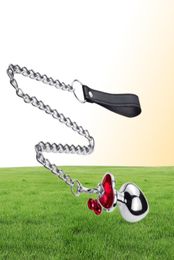 Metal Heart Anal Plug Chain Crystal Base Smooth Butt Plugs Masturbator Bead Couple Anus Dilator Toys9356660