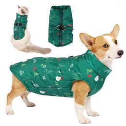 Dog Apparel Christmas Pet Clothes Waterproof Zipper Design Soft Thick Cotton Fabric Traction Ring Outdoor Ski Jacket For Dogs Cats