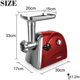 Electric Meat Grinder Heavy Duty 1500W Max Powerful Kitchen Meat Chopper Sausage Stuffer Mincer Slicer Food Processor Sonifer