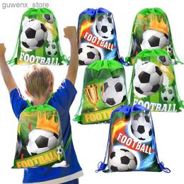 Backpacks 1-20 football themed gift bags non-woven football drawstring bags childrens sports birthday party gifts decorative items Y240411