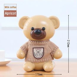 Plastic Money Safe Box Cartoon Sweater Bear Electronic Piggy Bank Transparent Child Kid Coins Collector Lovely Christma Present 240402