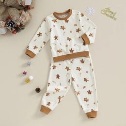 Clothing Sets Toddler Baby Boy Girl Christmas Outfit Long Sleeve Gingerbread Man Sweatshirt Top Pants 2Pcs Set