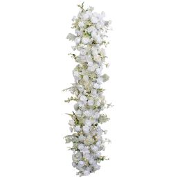 Luxury White Wedding Floral Runner Arrangement Banquet Event Table Centrepieces Row With Candleholder Rose Orchid Flower Row