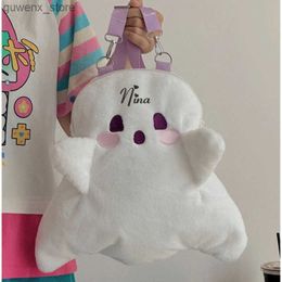 Backpacks Custom Name Ghost Kid Backpack Female Personality Plush Doll Bag Cute Girl Cartoon Backpack Y240411