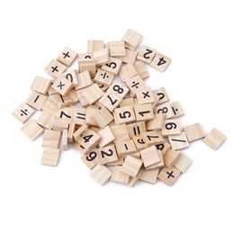 100pcs Letters Wooden English Alphabet Number Digtal Embellishments For Crafts English Words Kids Educational Wood Puzzle Toys