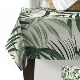 Tropical Plants Leaves Green Leaves Wedding Table Cloth Waterproof Dining Table Cover Kitchen Home Decor Rectangle Tablecloth