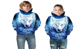 Family Matching Outfits Children039s clothing big kids fallwinter new wolf digital print hooded sweater boys and girls jackets7071549