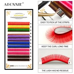 Abonnie Glitter Eyelashes Premade Spikes Lashes Ombre Coloured Lash Extensions Colourful 0.07 Cilia D Curl