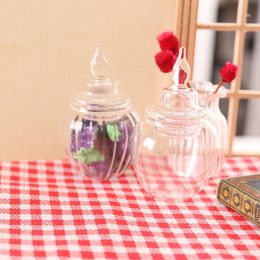 1/12 Dollhouse Mini Glass Candy Jar Dessert Tank Storage Bottle Kitchen Accessories For Doll House Decor Pretend Play Toys