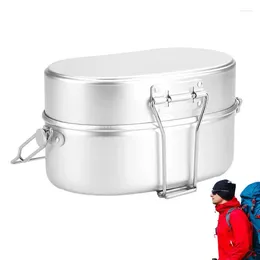 Dinnerware Aluminium Lunch Box Double Layer Portable Metal Lunchbox 1.2L Leakproof Containers Large Capacity For Travel Work