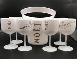 Ice Buckets And Coolers with 6Pcs white glass Moet Chandon Champagne glass Plastic302W208D253V8135013