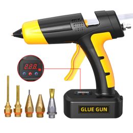 Gun 100w Cordless Lithium Battery Hot Melt Glue Gun with Digital Display Replaceable Nozzle Use 11mm Glue Stick Wireless Tools