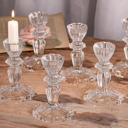 Candle Holders 6Pcs Glass Taper Set Clear Crystal Tall Bulk Holder For Home Wedding Party Valentines Table Decor