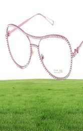 clear lens glasses New sunglasses ladies trend flat mirror New rhinestone ladies trend flat mirror Europe and America Big brand an9844657