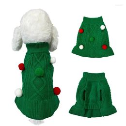 Dog Apparel Christmas Sweater Red Stripe Underlay Wool Ball Clothing Casual Warm Knitted Clothes