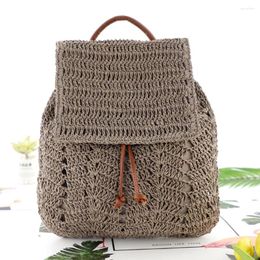 School Bags Fashion Woven Backpack Straw Women Shoulder Messenger Bag Elegant Ladies Schoolbag Handbags For Shopping