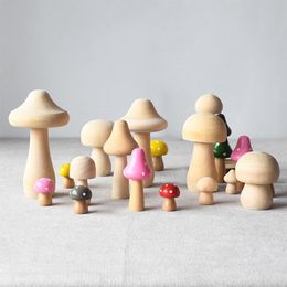 Wooden Mushroom Wooden Blanks Toy Kids Holiday Gifts Unfinished Painting Craft Handicraft Accessories Wooden DIY Decor Supplies