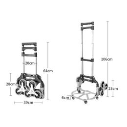 All Terrain Stair Climbing Garden Cart Hand Truck with Bungee Cord Folding Trolley for Upstairs Cargo with Bag 6 Crystal Wheels