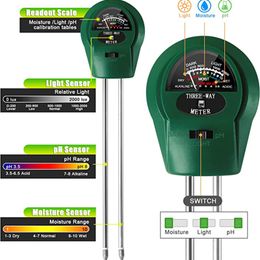 3-in-1 Soil Humidity Metre Battery-Free Temperature Sunlight pH Detector Soil Tester for Greenhouse Gardening Pot Planting