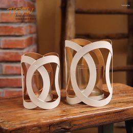 Candle Holders Glass Birthday Candles Aesthetic Chinese Scented Stick Holder Candelabro Vase Decoration Mariage Ramadan MZY