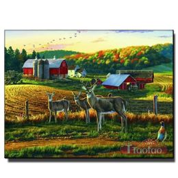 Full Square Round Drill Farm Landscape 5D Mosaic Diamond Painting Animal Deer Embroidery Picture Cross Stitch Handicraft Decor