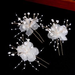 Wedding Hairpin Hair Comb Bridal Flower U-shaped Hair Forks for Woman Pearl Hair Styling Making Side Pin Queen Tiaras Jewelry