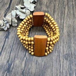 Bangle Bohemian Multi Layers Wood Beads Women Handmade Elastic String Bracelets & Bangles Vintage Ethnic Jewellery