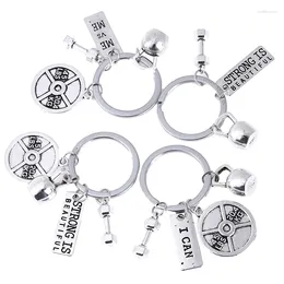 Keychains Fashion Barbell Dumbbell Fitness Gym Keychain Pendant Keyrings Sport Accessories