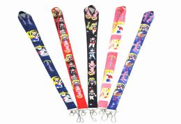 Small Whole 20pcs Japan Anime Sailor Moon Lanyard Neck Strap Clip Black Stripe for Car Key ID Card Mobile Phone Badge Holder6828898