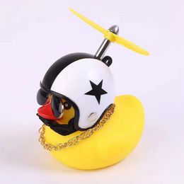 1PC Cute Little Duck With Helmet Pendant Rubber Duck Road Bike Motor Helmet Riding Bicycle Accessories Auto Internal Decoration