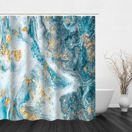 Marble Texture Pattern Modern Digital Printing, Hook Shower Curtain, Polyester Waterproof Bathroom Shower