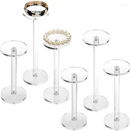 Decorative Plates 3/6pcs Clear Round Acrylic Jewellery Watch Ornament Display Base Riser Stand Cylindrical Storage