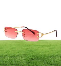 red fashion sport sunglasses for men unisex buffalo horn glasses mens women rimless sun eyeglasses silver gold metal frame eyewear9944951